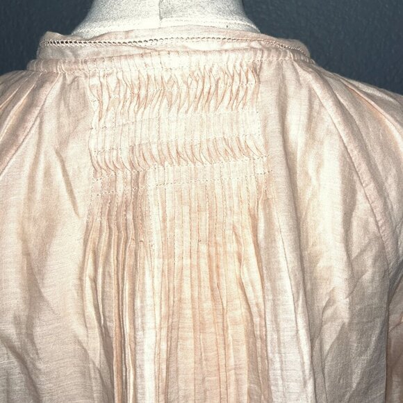 FREE PEOPLE Peach & Lace Peasant Top Long Sleeve Balloon Sleeves - Boho -EUC -XS - Picture 8 of 12